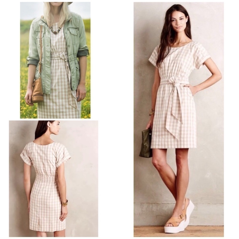 NWT HD in Paris Plaid Poplin Bow Checked Dress 0​​​​​​​
